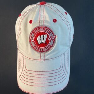 University of Wisconsin Athletics 1848 Colosseum Badgers Baseball Hat White EUC